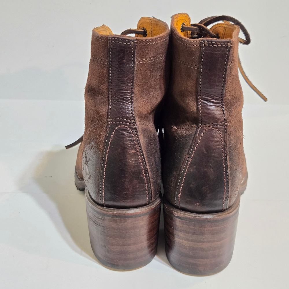 Frye Sabrina 6G Lace Up Leather Boots Womens 10 Brown Suede Block Heel USA Fall - Picture 4 of 13